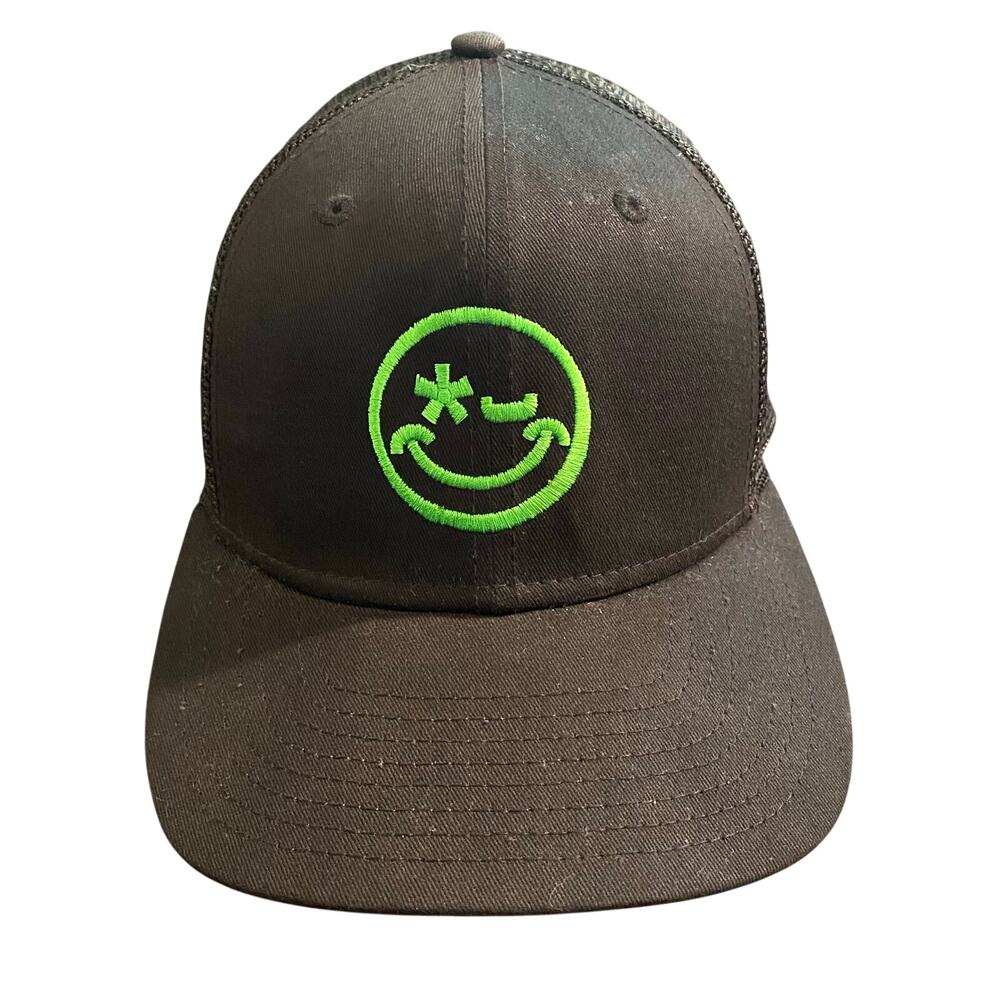 New Era Neon Green Distorted Smiley Face Trucker Hat Snapback OS